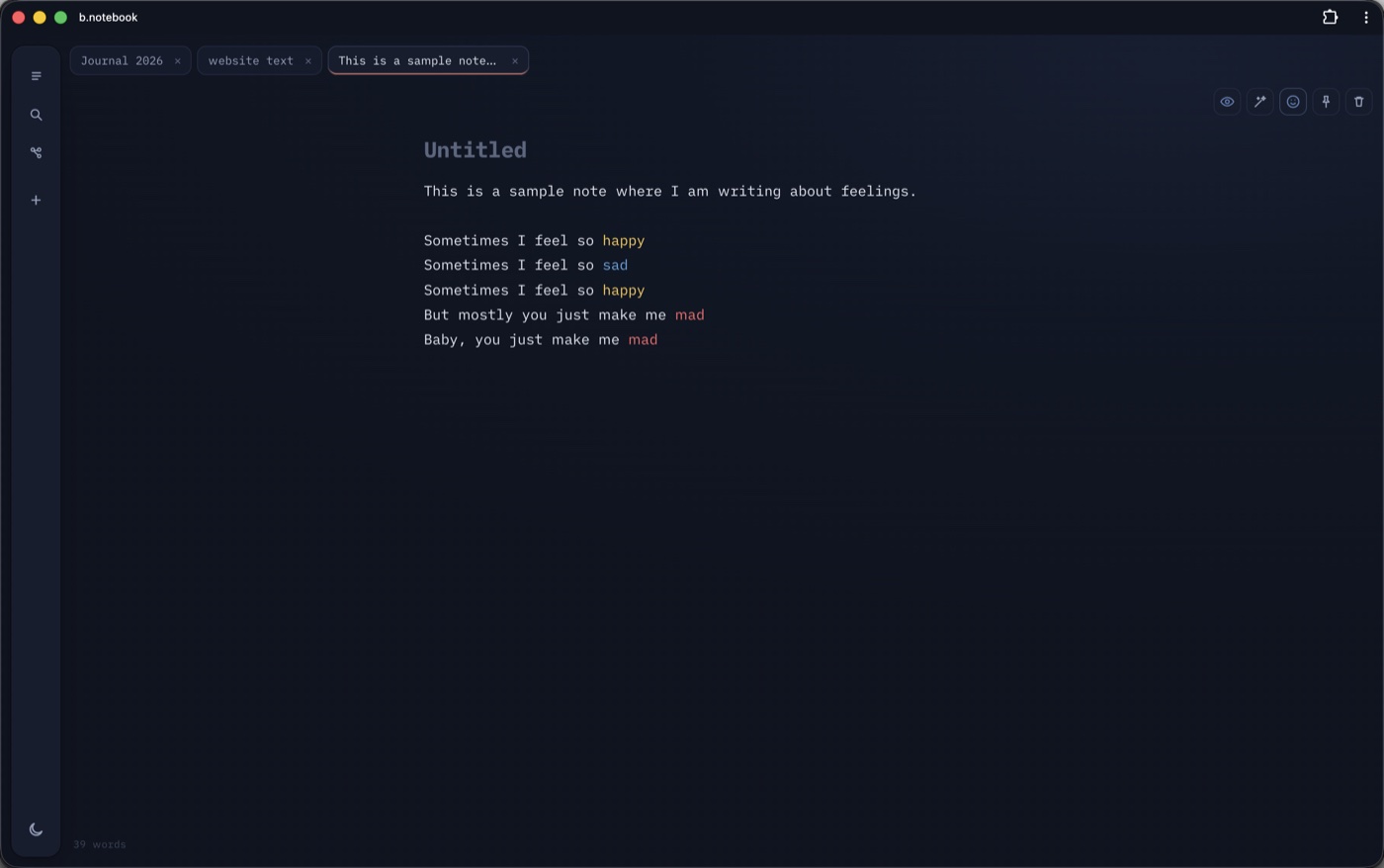 b.notebook — a dark minimal notes app
